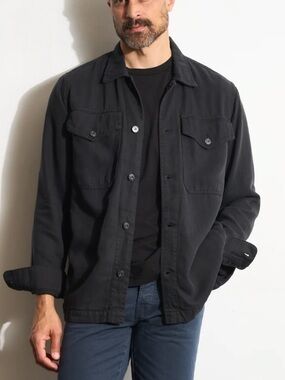 Rowan San Angelo Draped Denim Twill Jacket in Washed Black